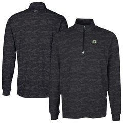 Green Bay Packers Cutter & Buck Traverse Camo Print Stretch Quarter-Zip Top - Black Tops