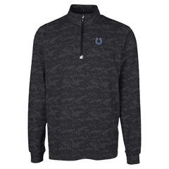 Indianapolis Colts Cutter & Buck Traverse Camo Print Stretch Quarter-Zip Top - Black Tops