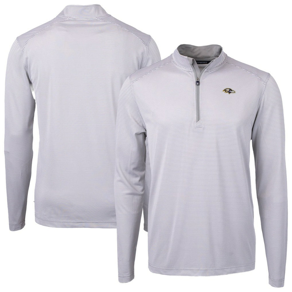 Baltimore Ravens Cutter & Buck Virtue Eco Pique Micro Stripe Quarter-Zip Jacket - Gray Jackets