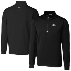 Kansas City Chiefs Cutter & Buck Big & Tall Traverse Eco Tri-Blend DryTec Quarter-Zip Jacket - Black Jackets