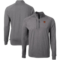 Cincinnati Bengals Cutter & Buck Big & Tall Adapt Eco Raglan Quarter-Zip Jacket - Heather Black Jackets