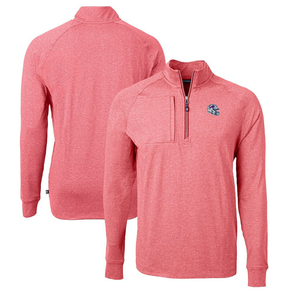 Buffalo Bills Cutter & Buck Big & Tall Adapt Eco Raglan Quarter-Zip Jacket - Heather Red Jackets