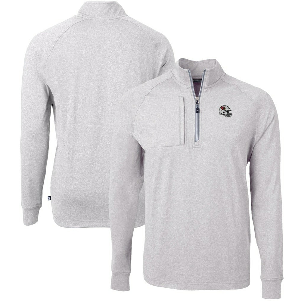 Arizona Cardinals Cutter & Buck Big & Tall Adapt Eco Raglan Quarter-Zip Jacket - Heather Gray Jackets
