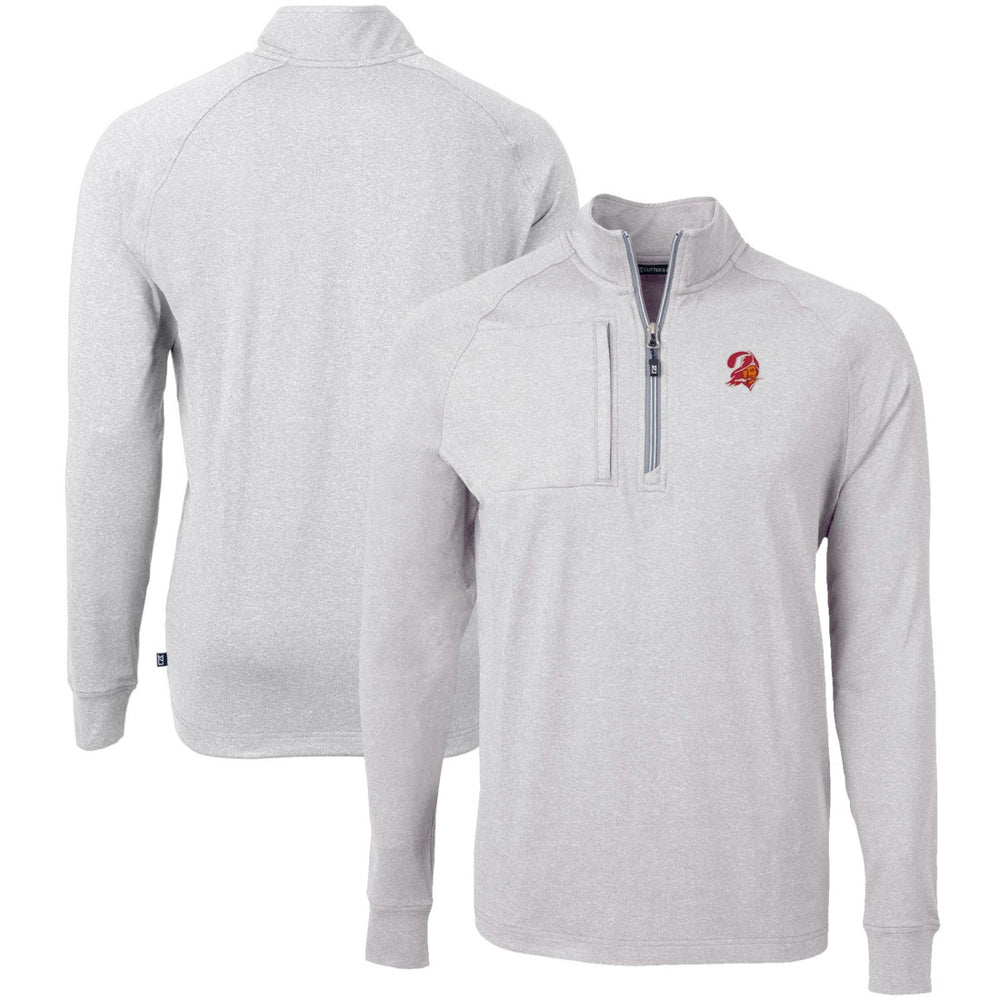 Tampa Bay Buccaneers Cutter & Buck Big & Tall Adapt Eco Raglan Quarter-Zip Jacket - Heather Gray Jackets