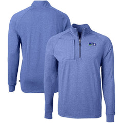 Seattle Seahawks Cutter & Buck Big & Tall Adapt Eco Raglan Quarter-Zip Jacket - Heather Royal Jackets