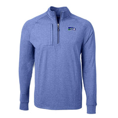 Seattle Seahawks Cutter & Buck Big & Tall Adapt Eco Raglan Quarter-Zip Jacket - Heather Royal Jackets