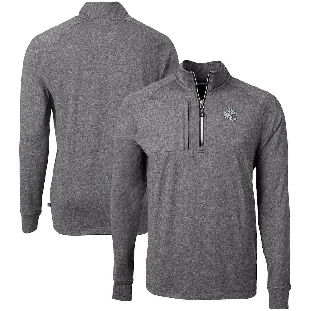 Indianapolis Colts Cutter & Buck Big & Tall Adapt Eco Raglan Quarter-Zip Jacket - Heather Black Jackets