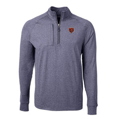 Chicago Bears Cutter & Buck Big & Tall Adapt Eco Raglan Quarter-Zip Jacket - Heather Navy Jackets