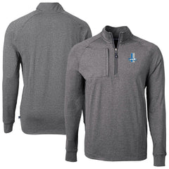 Detroit Lions Cutter & Buck Big & Tall Adapt Eco Raglan Quarter-Zip Jacket - Heather Black Jackets