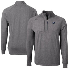 New York Giants Cutter & Buck Big & Tall Adapt Eco Raglan Quarter-Zip Jacket - Heather Black Jackets
