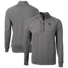 Philadelphia Eagles Cutter & Buck Big & Tall Adapt Eco Raglan Quarter-Zip Jacket - Heather Black Jackets