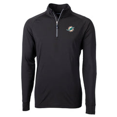 Miami Dolphins Cutter & Buck Big & Tall Adapt Eco DryTec Raglan Quarter-Zip Jacket - Black Jackets