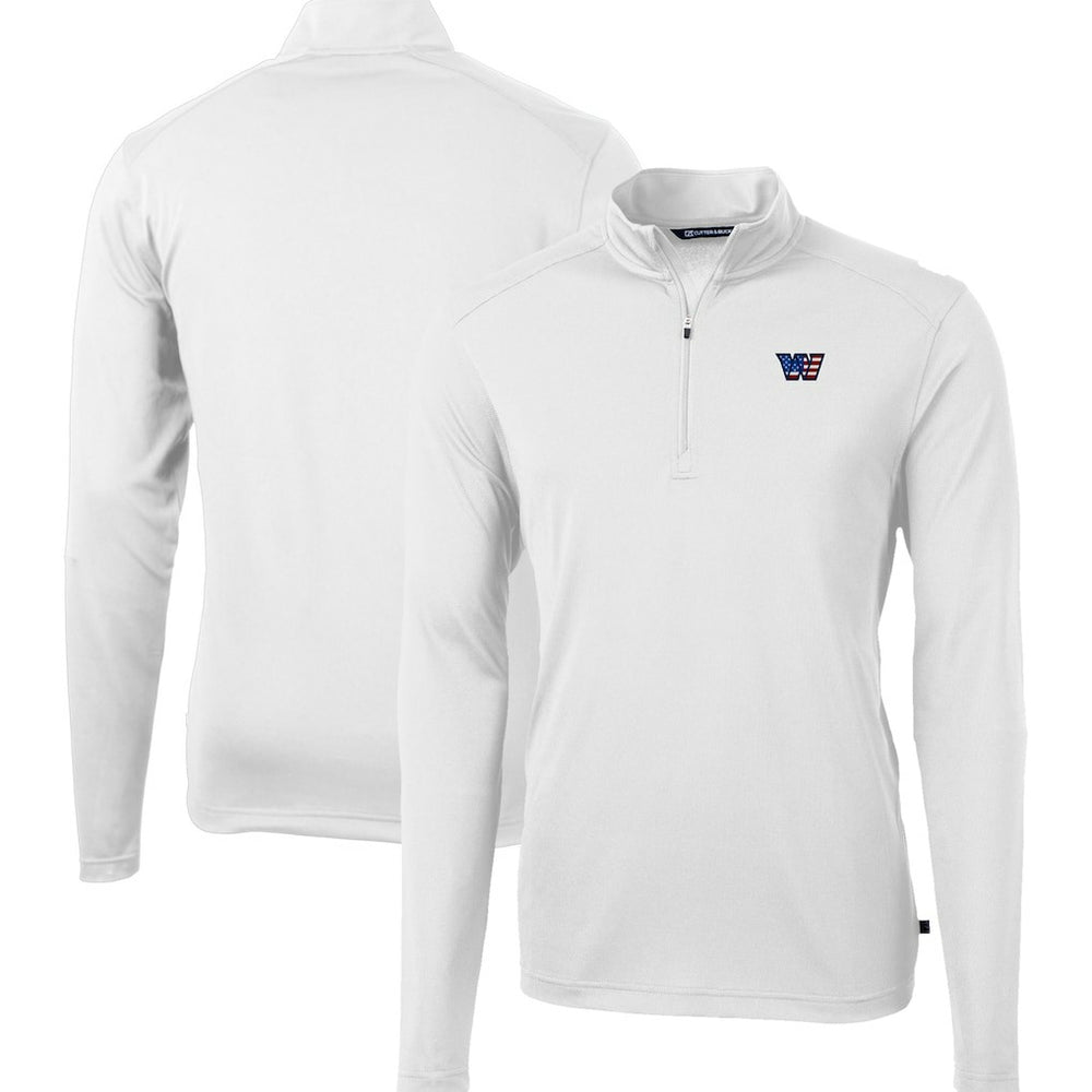 Washington Commanders Cutter & Buck Big & Tall Americana Virtue Eco Pique Quarter-Zip Jacket - White Jackets