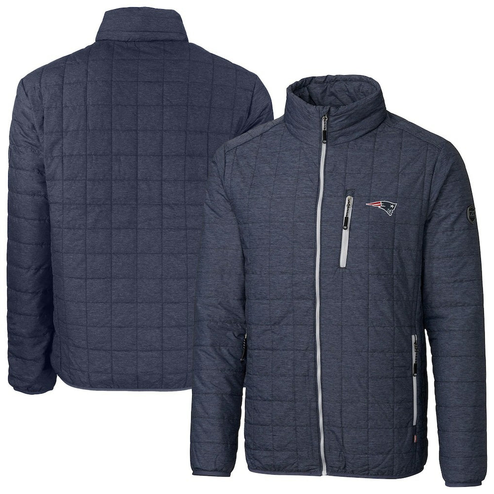New England Patriots Cutter & Buck Big & Tall Rainier PrimaLoft Eco Insulated Full-Zip Hoodie Puffer Jacket - Navy Hoodies
