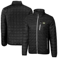 Green Bay Packers Cutter & Buck Big & Tall Rainier PrimaLoft Eco Insulated Full-Zip Hoodie Puffer Jacket - Black Hoodies