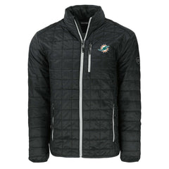 Miami Dolphins Cutter & Buck Big & Tall Rainier PrimaLoft Eco Insulated Full-Zip Puffer Jacket - Black Jackets