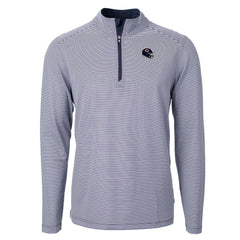 Chicago Bears Cutter & Buck Big & Tall Virtue Eco Pique Micro Stripe Tri-Blend Quarter-Zip Jacket - Navy Jackets