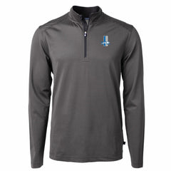 Detroit Lions Cutter & Buck Big & Tall Virtue Eco Pique Micro Stripe Tri-Blend Quarter-Zip Jacket - Black Jackets