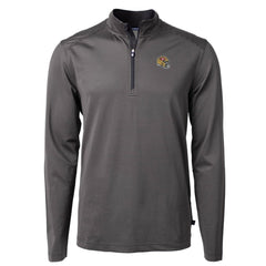San Francisco 49ers Cutter & Buck Big & Tall Virtue Eco Pique Micro Stripe Tri-Blend Quarter-Zip Jacket - Black Jackets