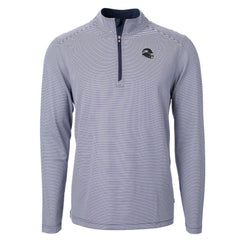 Seattle Seahawks Cutter & Buck Big & Tall Virtue Eco Pique Micro Stripe Tri-Blend Quarter-Zip Jacket - College Navy Jackets