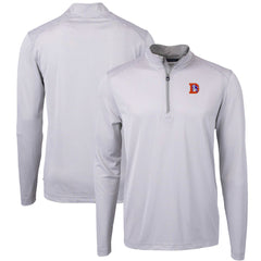 Denver Broncos Cutter & Buck Big & Tall Virtue Eco Pique Micro Stripe Tri-Blend Quarter-Zip Jacket - Gray Jackets