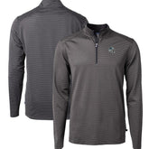 Carolina Panthers Cutter & Buck Big & Tall Virtue Eco Pique Micro Stripe Tri-Blend Quarter-Zip Jacket - Black Jackets