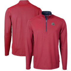 New England Patriots Cutter & Buck Big & Tall Virtue Eco Pique Micro Stripe Tri-Blend Quarter-Zip Jacket - Red Jackets