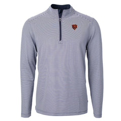 Chicago Bears Cutter & Buck Big & Tall Virtue Eco Pique Micro Stripe Tri-Blend Quarter-Zip Jacket - Navy Jackets