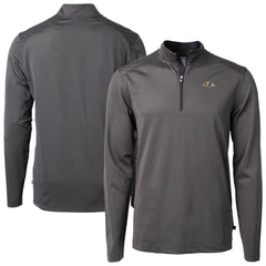 Baltimore Ravens Cutter & Buck Big & Tall Virtue Eco Pique Micro Stripe Tri-Blend Quarter-Zip Jacket - Black Jackets