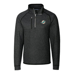 Miami Dolphins Cutter & Buck Big & Tall Mainsail Sweater-Knit Half-Zip Jacket - Heather Charcoal Jackets