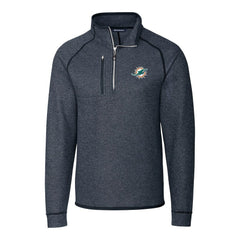 Miami Dolphins Cutter & Buck Big & Tall Mainsail Sweater-Knit Half-Zip Jacket - Heather Navy Jackets