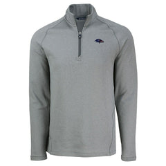 Baltimore Ravens Cutter & Buck Peshastin Eco Fleece Tri-Blend Raglan Recycled Quarter-Zip Jacket - Heather Gray Jackets