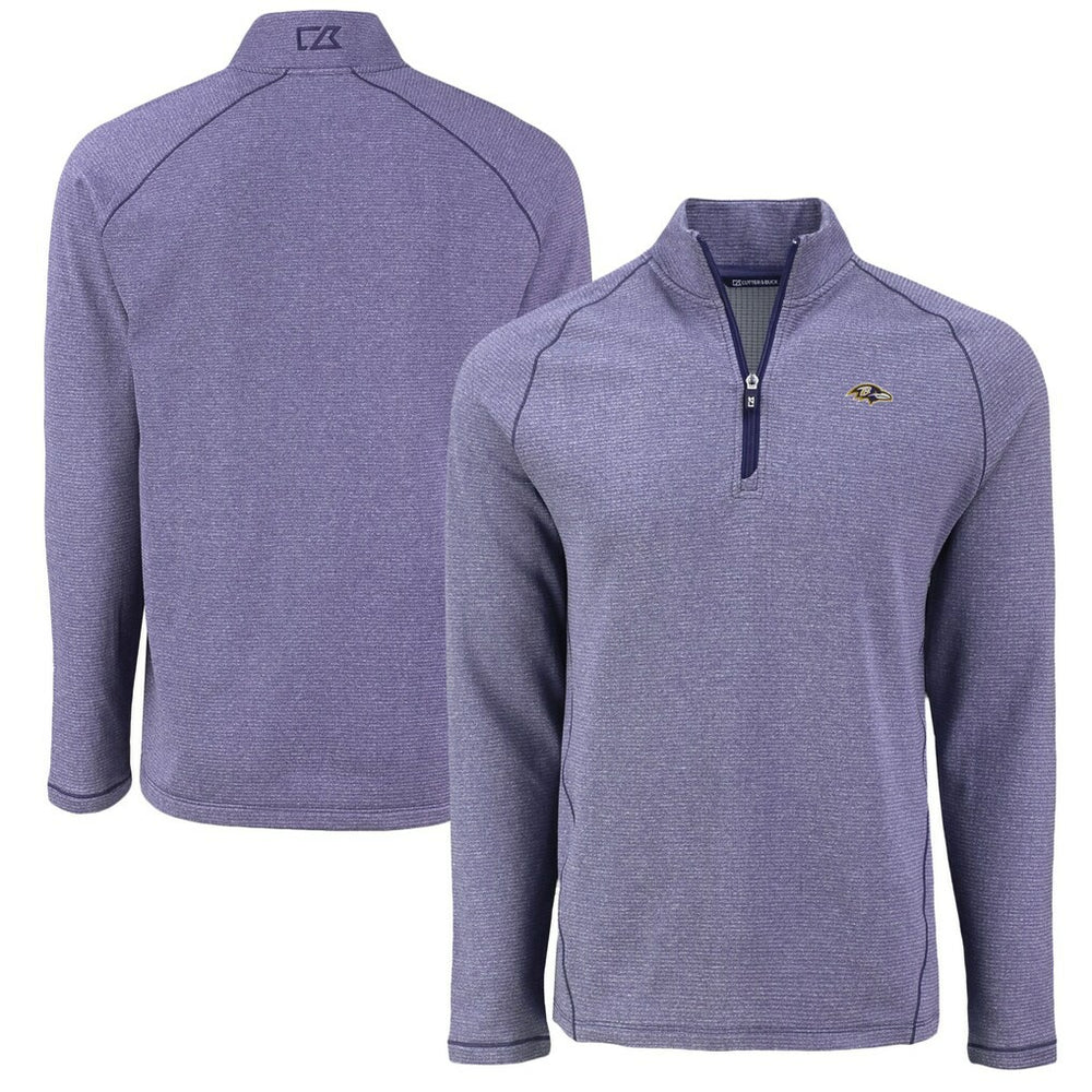 Baltimore Ravens Cutter & Buck Peshastin Eco Fleece Tri-Blend Raglan Recycled Quarter-Zip Jacket - Heather Purple Jackets