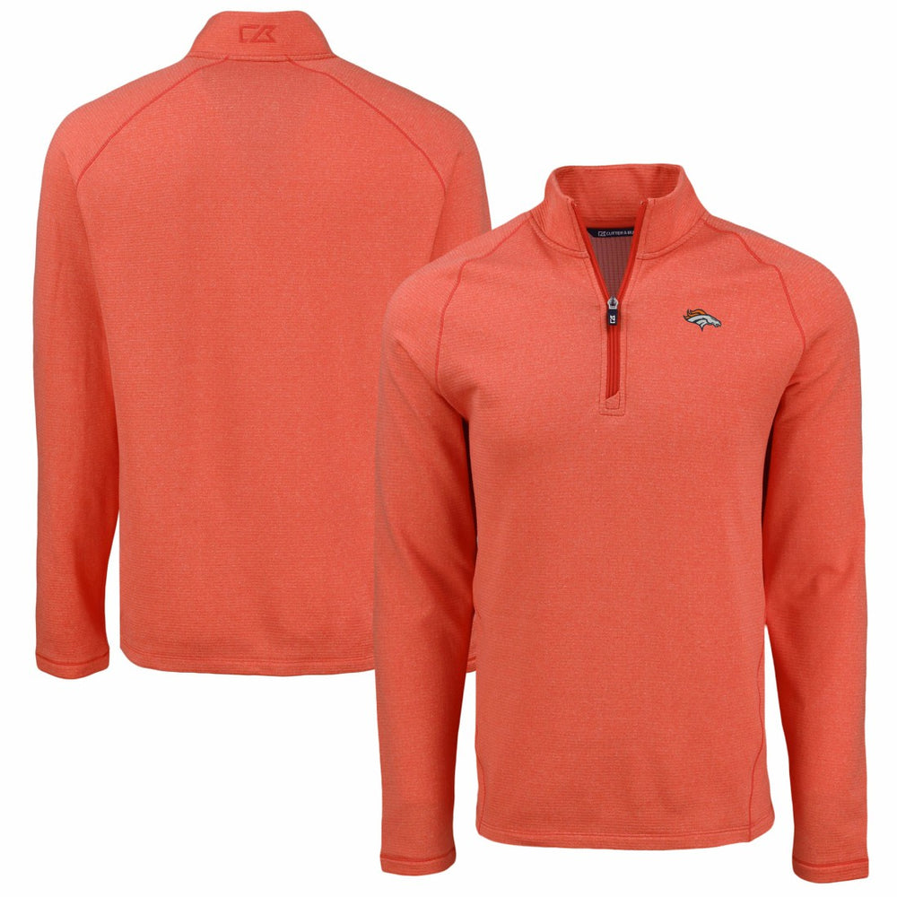 Denver Broncos Cutter & Buck Peshastin Eco Fleece Tri-Blend Raglan Recycled Quarter-Zip Jacket - Heather Orange Jackets