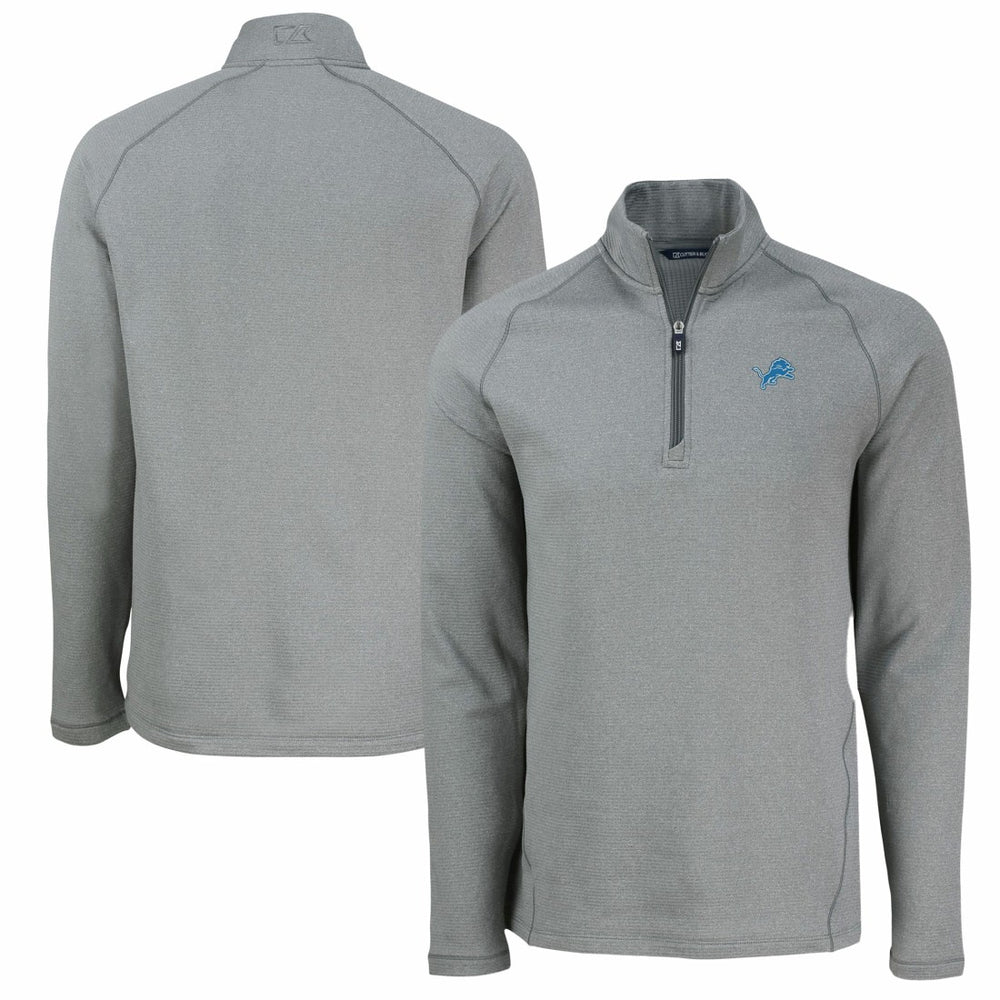 Detroit Lions Cutter & Buck Peshastin Eco Fleece Tri-Blend Raglan Recycled Quarter-Zip Jacket - Heather Gray Jackets