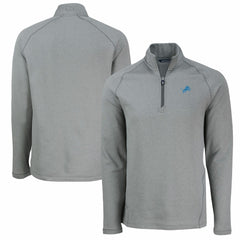 Detroit Lions Cutter & Buck Peshastin Eco Fleece Tri-Blend Raglan Recycled Quarter-Zip Jacket - Heather Gray Jackets