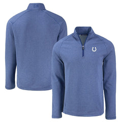 Indianapolis Colts Cutter & Buck Peshastin Eco Fleece Tri-Blend Raglan Recycled Quarter-Zip Jacket - Heather Royal Jackets