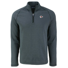 Kansas City Chiefs Cutter & Buck Peshastin Eco Fleece Tri-Blend Raglan Recycled Quarter-Zip Jacket - Heather Black Jackets