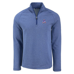 New England Patriots Cutter & Buck Peshastin Eco Fleece Tri-Blend Raglan Recycled Quarter-Zip Jacket - Heather Royal Jackets