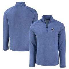 New York Giants Cutter & Buck Peshastin Eco Fleece Tri-Blend Raglan Recycled Quarter-Zip Jacket - Heather Royal Jackets