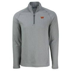 Washington Commanders Cutter & Buck Peshastin Eco Fleece Tri-Blend Raglan Recycled Quarter-Zip Jacket - Heather Gray Jackets