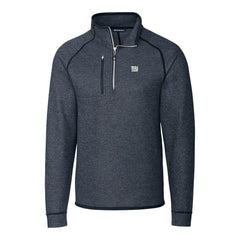 New York Giants Cutter & Buck Big & Tall Mainsail Sweater-Knit Raglan Half-Zip Jacket - Heather Navy Jackets
