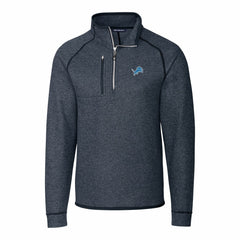 Detroit Lions Cutter & Buck Big & Tall Mainsail Sweater-Knit Raglan Half-Zip Jacket - Heather Navy Jackets