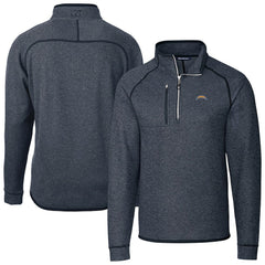 Los Angeles Chargers Cutter & Buck Big & Tall Mainsail Sweater-Knit Raglan Half-Zip Jacket - Heather Navy Jackets