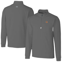 Cincinnati Bengals Cutter & Buck Big & Tall Traverse Stretch Quarter-Zip Top - Gray Tops