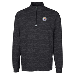 Pittsburgh Steelers Cutter & Buck Big & Tall Traverse Eco Camo Tri-Blend DryTec Quarter-Zip Jacket - Black Jackets