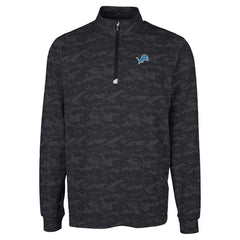 Detroit Lions Cutter & Buck Big & Tall Traverse Eco Camo Tri-Blend DryTec Quarter-Zip Jacket - Black Jackets