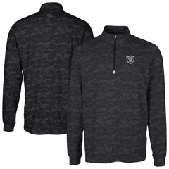 Las Vegas Raiders Cutter & Buck Big & Tall Traverse Eco Camo Tri-Blend DryTec Quarter-Zip Jacket - Black Jackets
