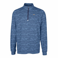 Los Angeles Chargers Cutter & Buck Big & Tall Traverse Eco Camo Tri-Blend DryTec Quarter-Zip Jacket - Navy Jackets
