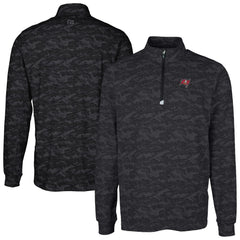 Tampa Bay Buccaneers Cutter & Buck Big & Tall Traverse Eco Camo Tri-Blend DryTec Quarter-Zip Jacket - Black Jackets